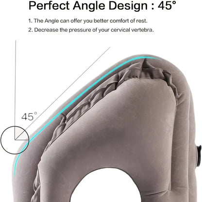 DecorBites™ Inflatable Travel Pillow: Portable Neck Cushion for Airplane, Car, Office, Nap.