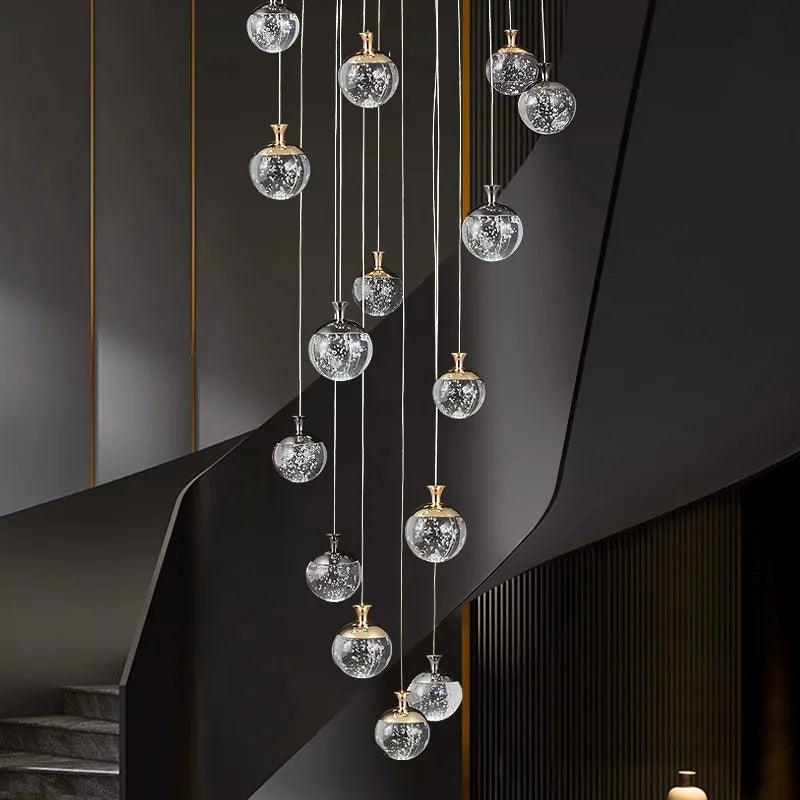 DecorBites™ Crystal Chandelier Stair Pendant Lamp Living Room Pendant Lights Interior Lighting