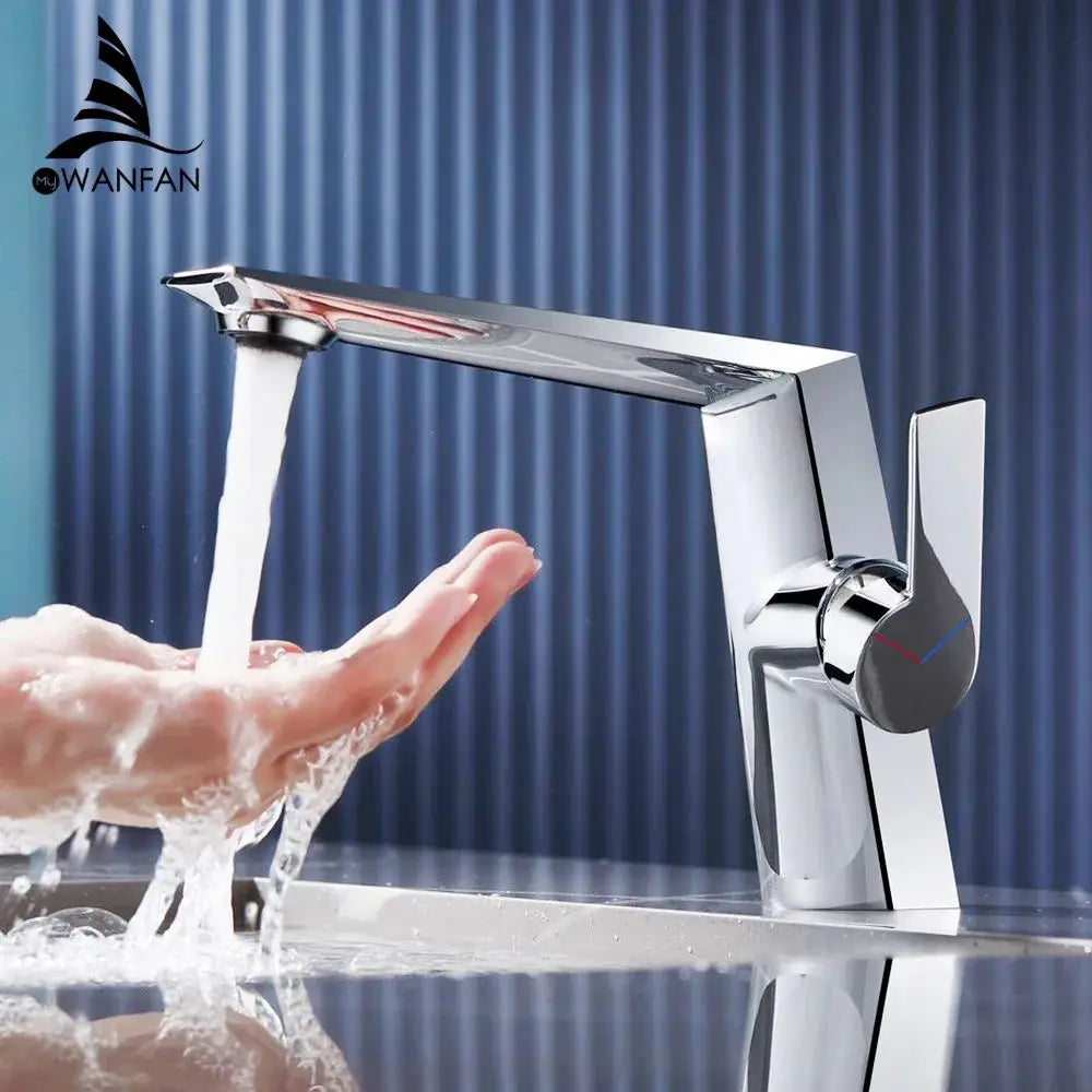DecorBites™ Gold Basin Faucet Single Handle Bathroom Sink Mixer Tap Brushed Gold