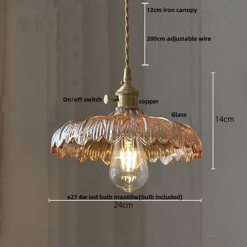 DecorBites™ Amber Glass LED Pendant Lamp Modern Nordic Hanging Light