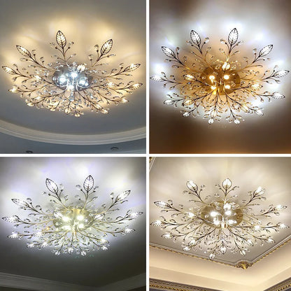 DecorBites™ Crystal Ceiling Chandelier LED Light Fixture for Living Room Bedroom Kitchen