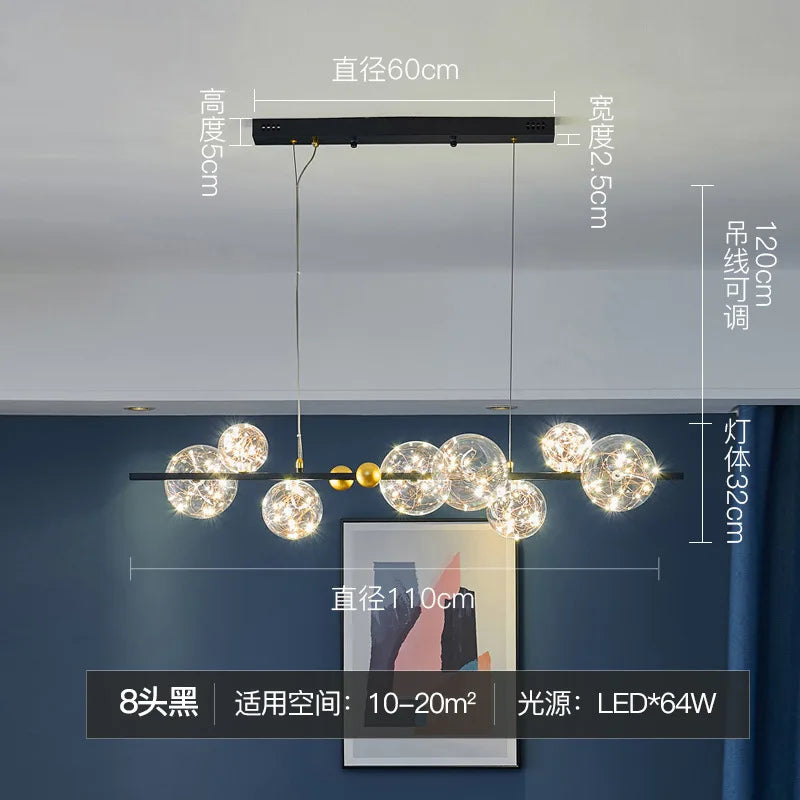 DecorBites™ Glass Bubble LED Chandelier: Nordic Art Star Bright Indoor Lighting for Romantic Atmosphere