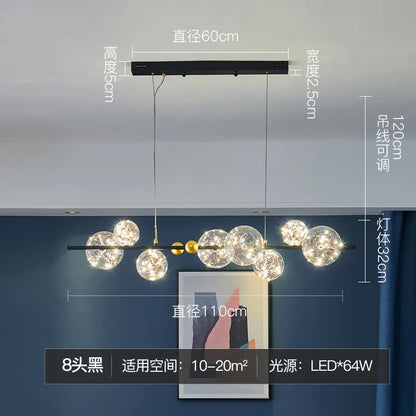 DecorBites™ Glass Bubble LED Chandelier: Nordic Art Star Bright Indoor Lighting for Romantic Atmosphere