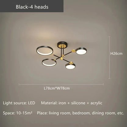 DecorBites™ Gold Frame LED Remote Control Dimmable Ceiling Lamp for Living Room, Dining, Bedroom