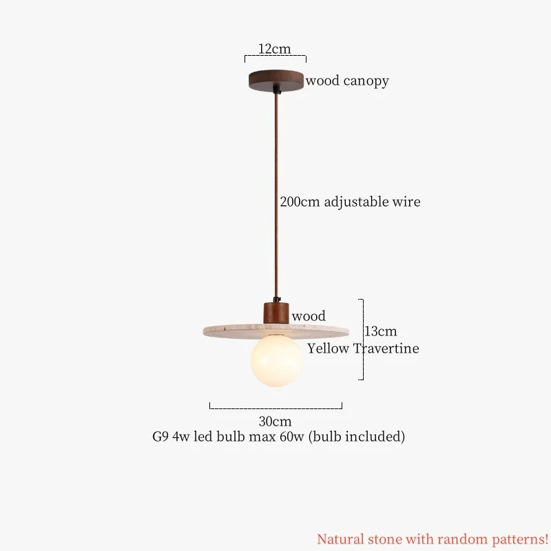 DecorBites™ Columnar Stone LED Pendant Lamp - Yellow Travertine - Nordic Minimalism