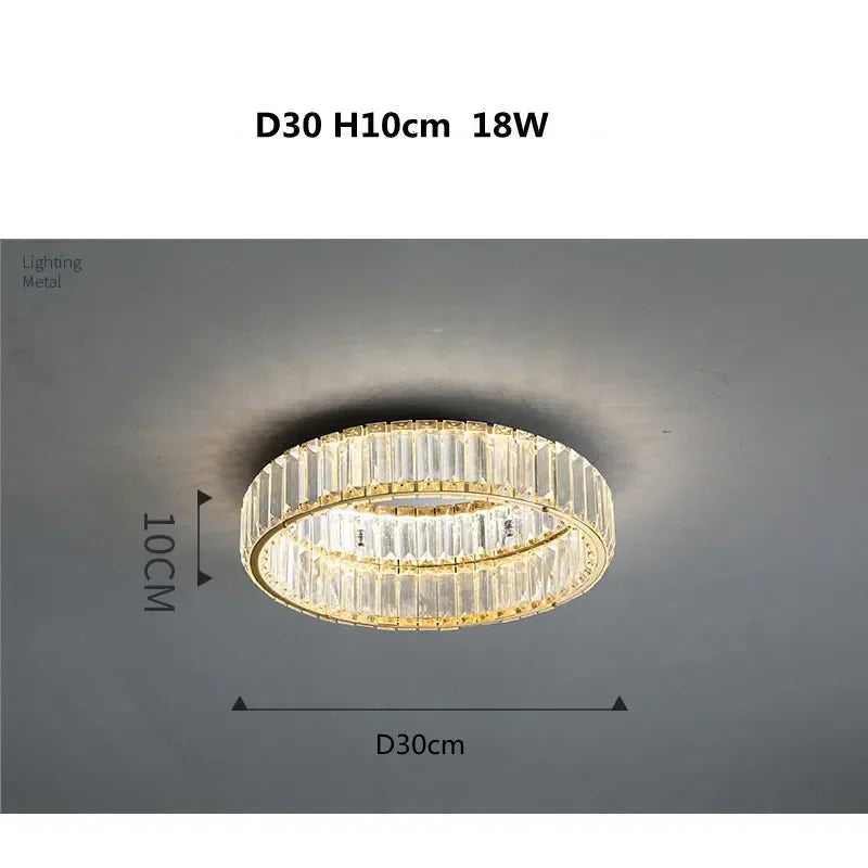 DecorBites™ Gold Steel LED Dimmable Ceiling Lights Luxury Crystal Fixture