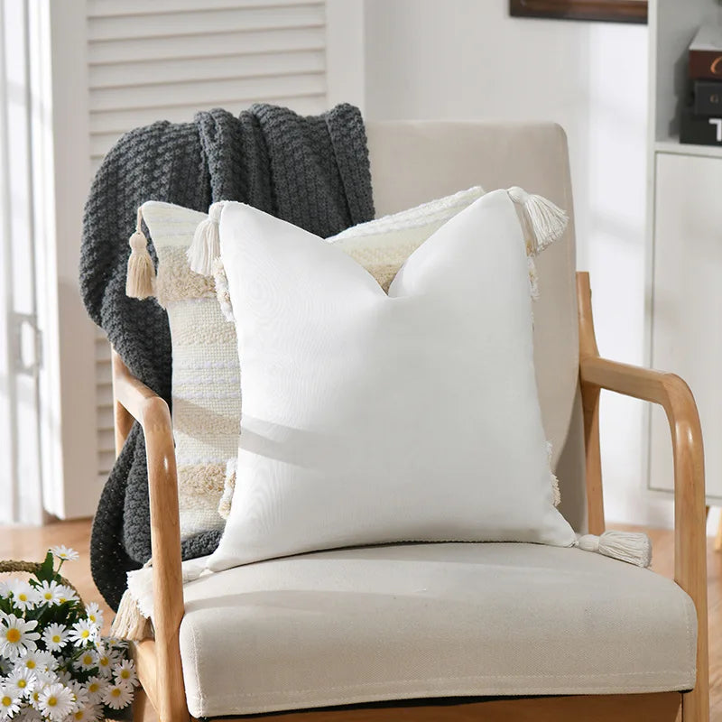 DecorBites™ Boho Geometric Tufted Tassel Cushion Cover 30x50/45x45cm