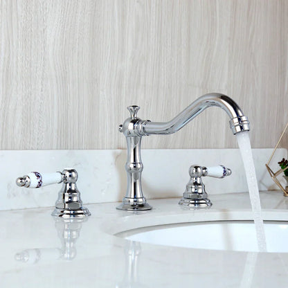 DecorBites™ Dual Handle Basin Faucet in Chrome Solid Brass with Antique Black Finish