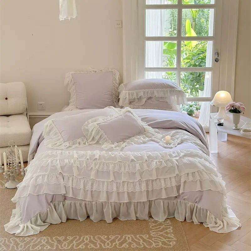 DecorBites™ French Princess Bedding Set with Ruffles and Lace