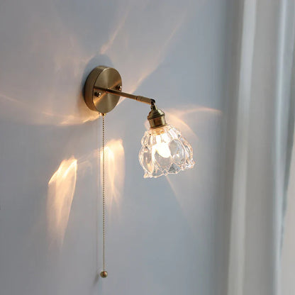 DecorBites™ Glass Base LED Wall Sconce, Pull Chain Switch, Modern Rotate Stair Light