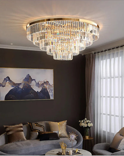 DecorBites™ Gold LED Crystal Ceiling Light for Modern Living Room, Luxury Home Decor