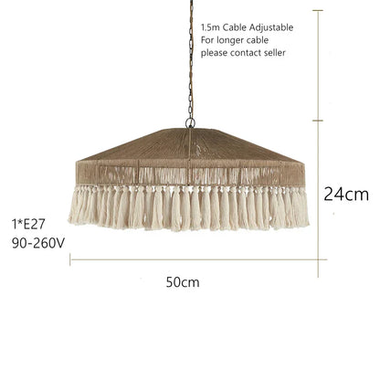 DecorBites™ Bohemian Tassel Chandelier: Handmade Nordic Rustic Pendant Lamps for Home and Shop