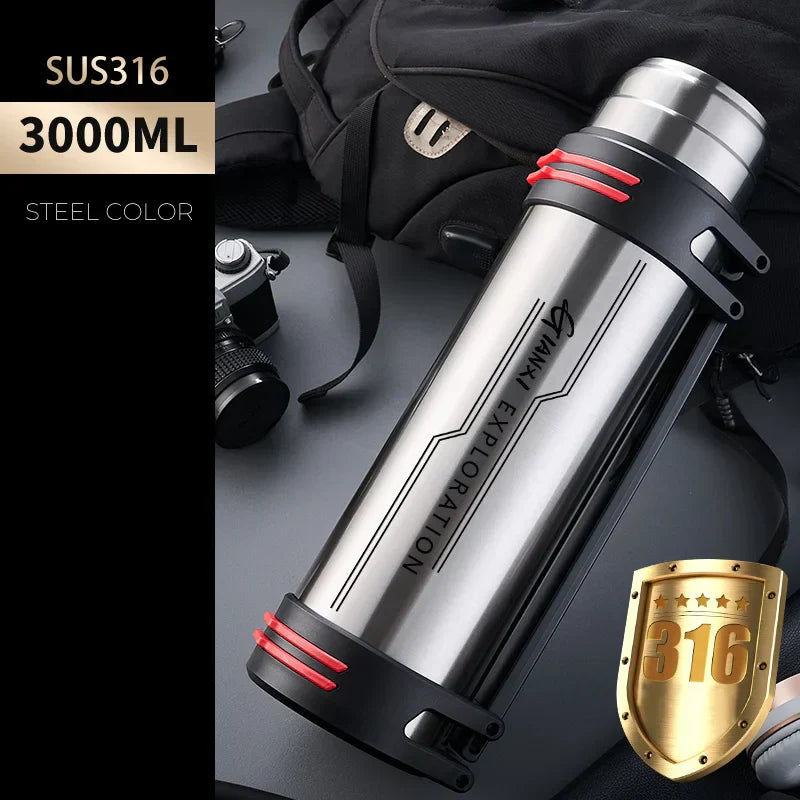 DecorBites™ Insulated Stainless Steel Water Bottle Large Capacity Flask Outdoor Travel Cup