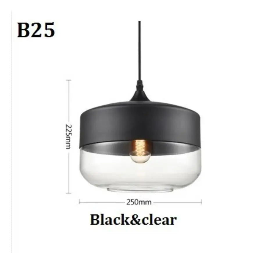 DecorBites™ Black Glass Pendant Light Fixture for Modern Indoor Decor and Dining Room