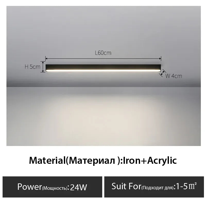 DecorBites™ Black Linear LED Ceiling Light for Aisle, Bedroom, Dining, Living Room – Minimalist Design
