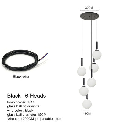 DecorBites™ LED Glass Ball Chandelier: Stylish Lighting for Home, Hotel, and Indoor Spaces