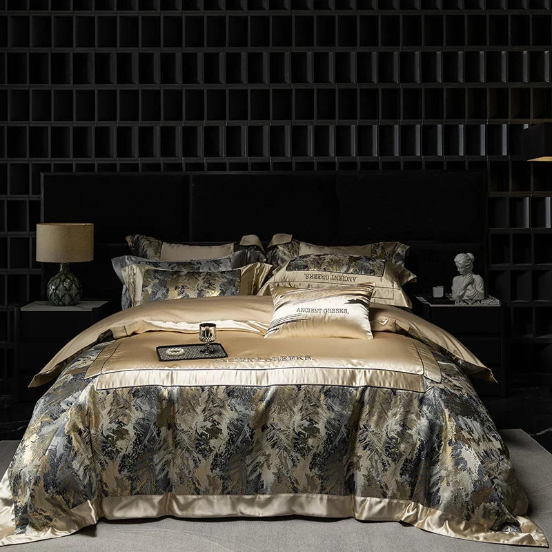 ™ Luxe Brocade Jacquard Bedding Set with Egyptian Cotton & Embroidery