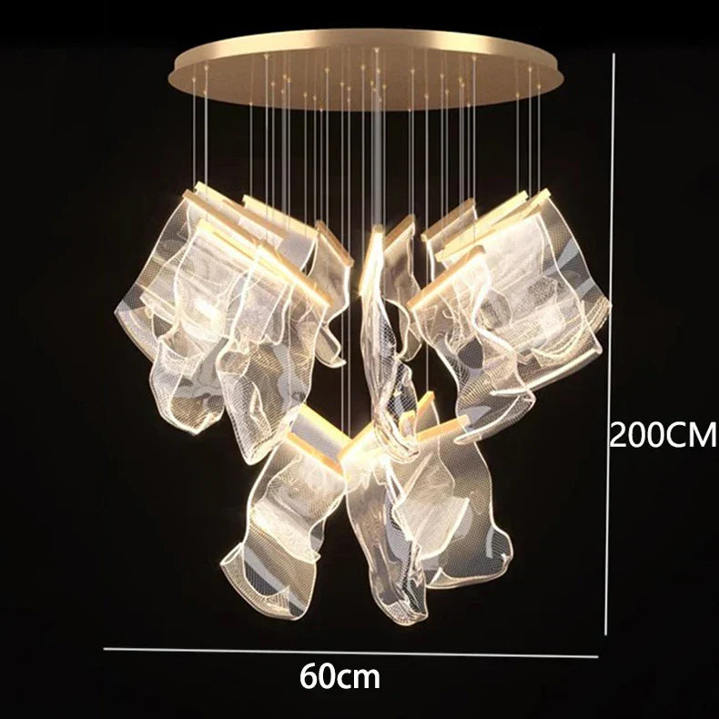 DecorBites™ Crystal Chandelier Stair Pendant Living Room Lighting Modern Interior Pendant Lights