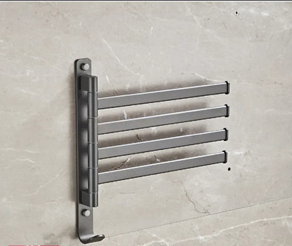 DecorBites™ Gray Aluminum Swivel Towel Hanger: Wall Mounted Folding Bathroom Towel Bar