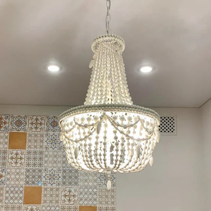 DecorBites™ French Country Wood Bead Chandelier: 3/5 Lights Princess Decorative Hanging Fixture