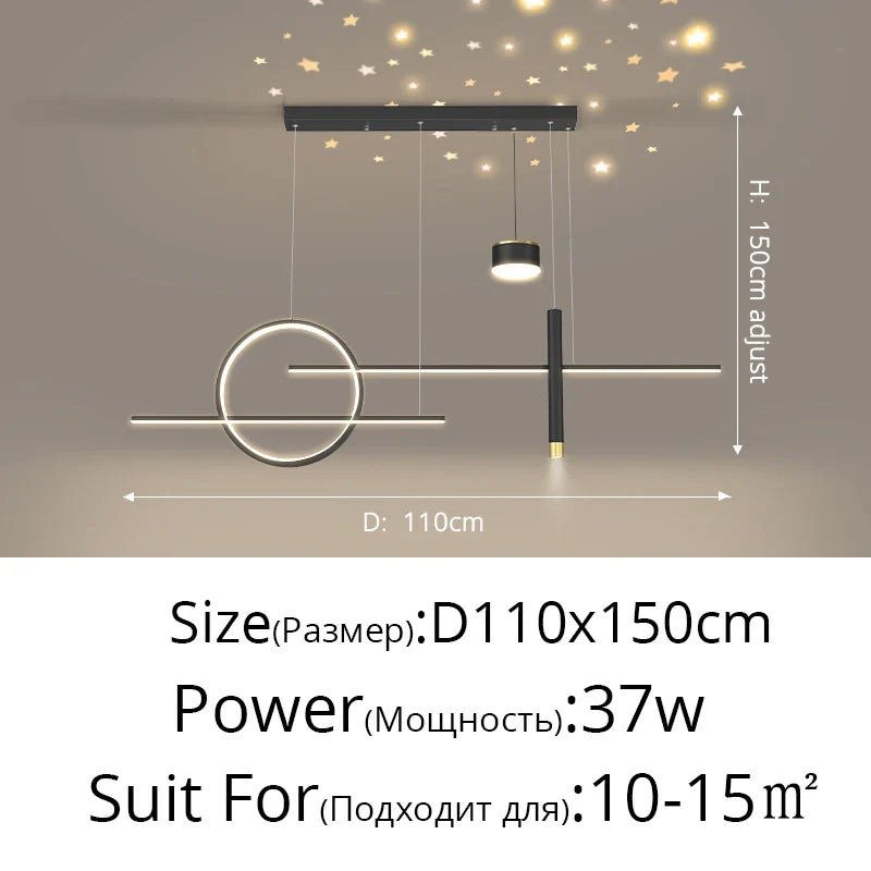 DecorBites™ Black Nordic Style LED Pendant Lights for Living Room Dining Room Lighting