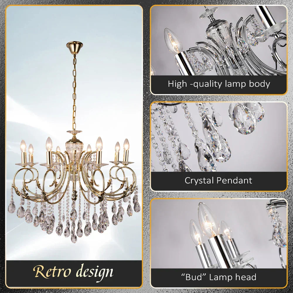 DecorBites™ Crystal Chandelier Gold Chrom Nordic LED Luxury Lighting
