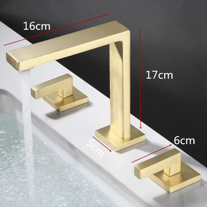 DecorBites™ Brass Black Basin Faucet | Antique Waterfall Sink Faucet | Hot & Cold 3-Hole Faucet