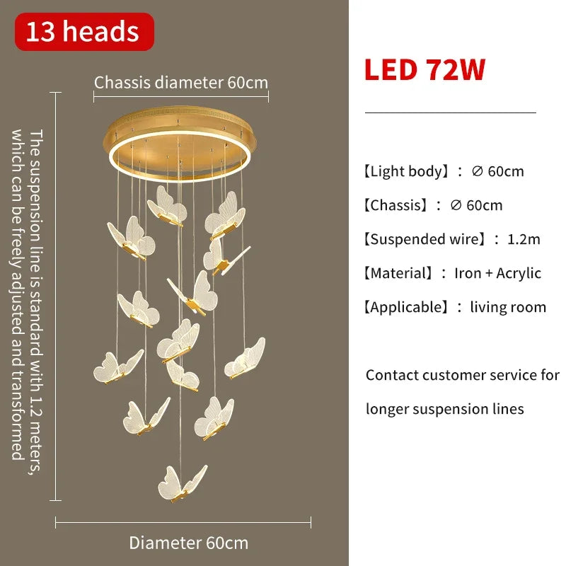 DecorBites™ Butterfly LED Chandelier for Villa Duplex Living Room Decoration