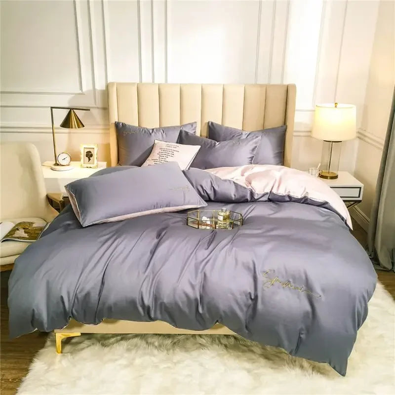 DecorBites™ Egyptian Cotton Bedding Set with Sheet Pillowcase Blanket Cover - Queen King Size