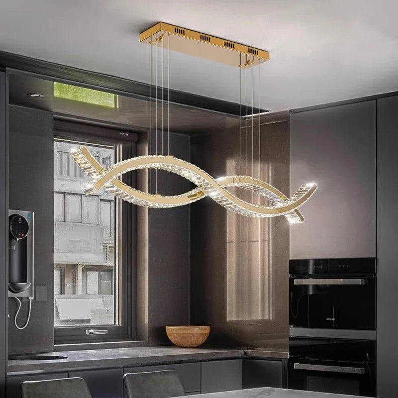 DecorBites™ Crystal Chandelier, Elegant Dining Room & Living Room Pendant Light