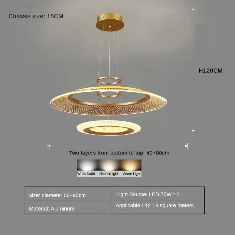 DecorBites™ LED Ring Chandelier: Luxury Living Room Lighting Fixture