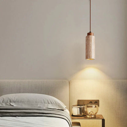 DecorBites™ Japanese Stone LED Pendant Lamps Yellow Travertine Wabi Sabi Hanging Light