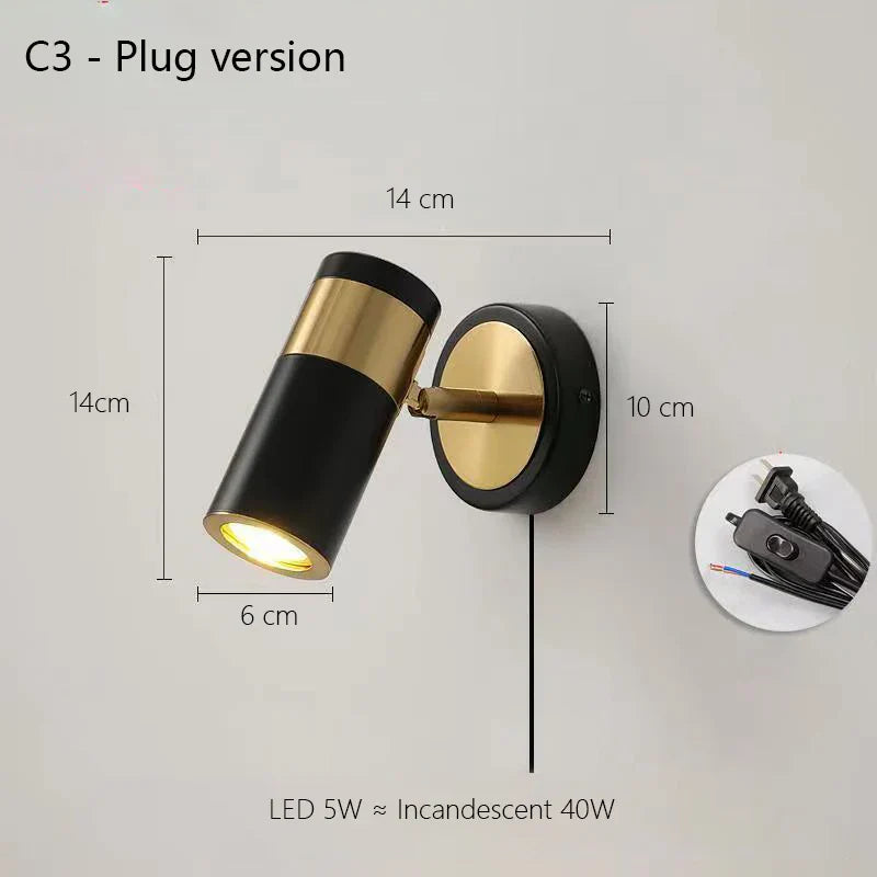 DecorBites™ Adjustable Nordic LED Wall Lamp for Bedroom, Modern Minimalist Rotating Light