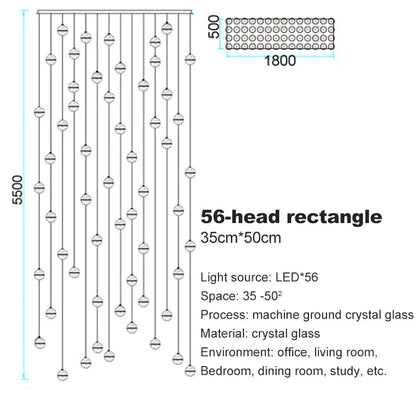 DecorBites™ Crystal Ceiling Chandelier for Staircase & Hallway, Elegant Long Cable Pendant Light