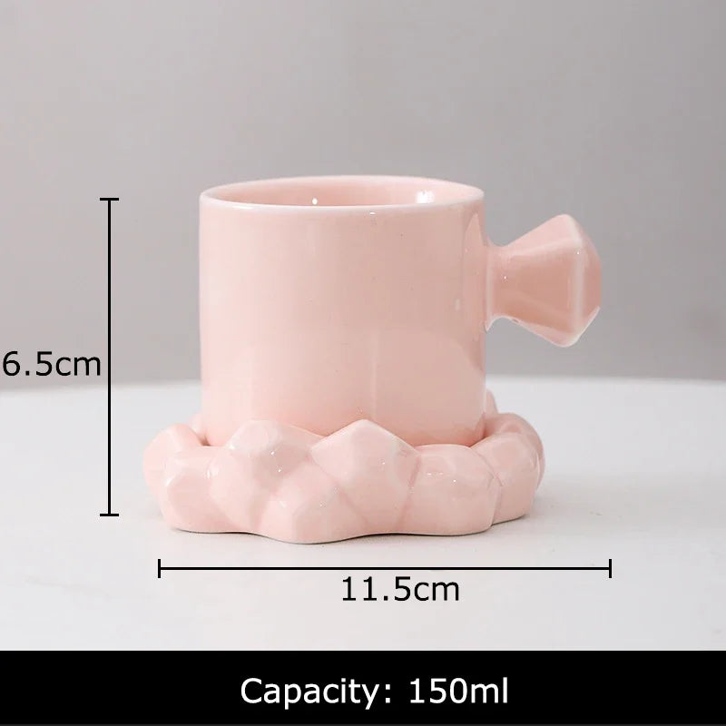 DecorBites™ Diamond Porcelain Coffee Mug Set