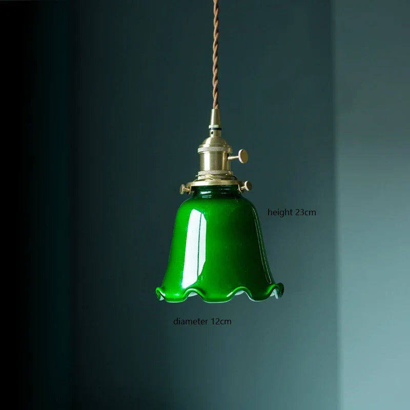 ™ Green Glass LED Pendant Light for Home, Restaurant, Bar, and Loft Style Decor.
