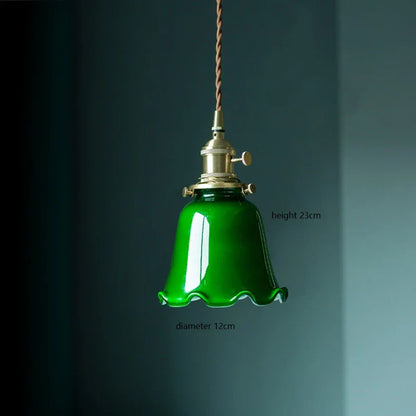 ™ Green Glass LED Pendant Light for Home, Restaurant, Bar, and Loft Style Decor.