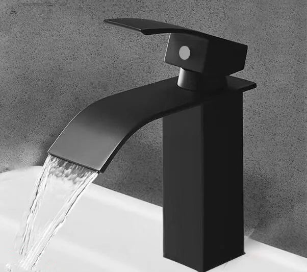 DecorBites™ Gold Bathroom Faucet: Brass Rose Gold Basin Waterfall Mixer Tap