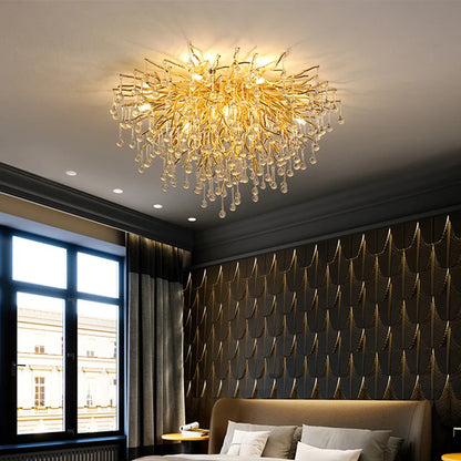 ™ Gold Crystal LED Ceiling Chandelier for Elegant Spaces