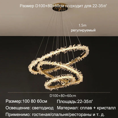 ™ Golden Crystal LED Round Chandelier for Luxury Indoor Lighting