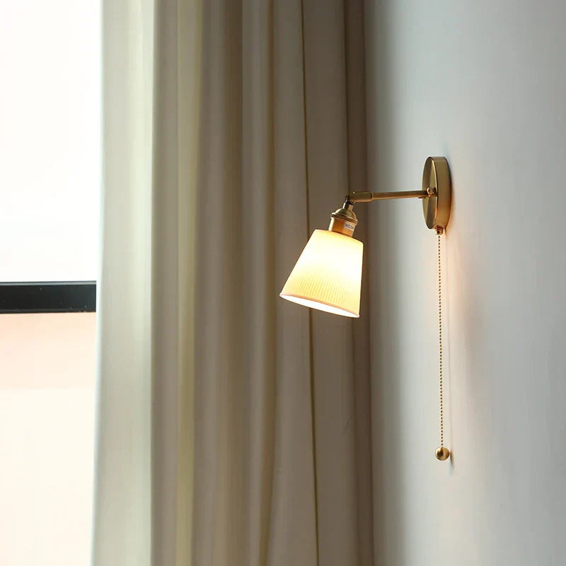 DecorBites™ Ceramic LED Wall Light Striped White Modern Nordic Pull Chain Mirror Lamp