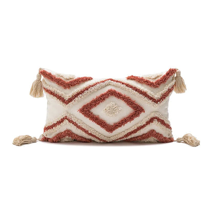 DecorBites™ Geometric Embroidery Boho Cushion Cover Sofa Decorative Pillowcase Canvas Cotton