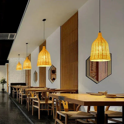DecorBites™ Bamboo Weave Pendant Lamp 30cm - Chinese Style Decor Lighting Fixtures
