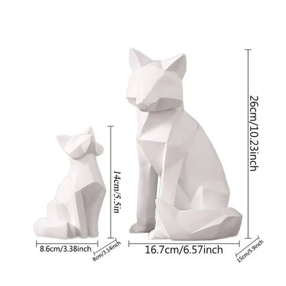 DecorBites™ Geometric Fox Sculpture: Modern White Abstract Desktop Art & Creative Gift