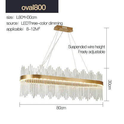 DecorBites™ Crystal Rod Round Chandelier: Modern Nordic Light for Living Room, Bedroom, Dining Room, Kitchen
