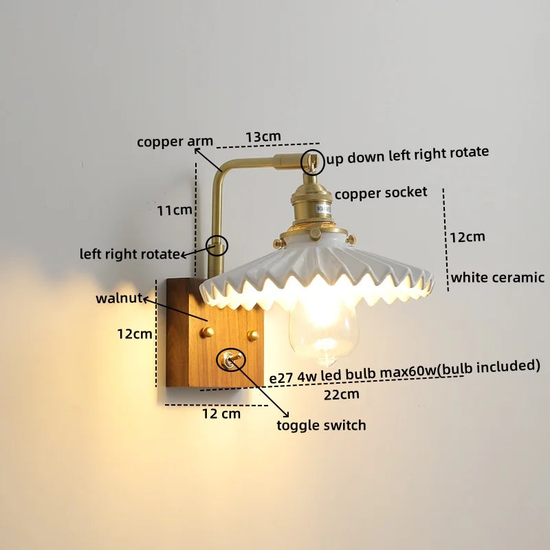 DecorBites™ Ceramic LED Wall Lights with Pull Chain Switch, Nordic Bedside Lamp for Home Decor