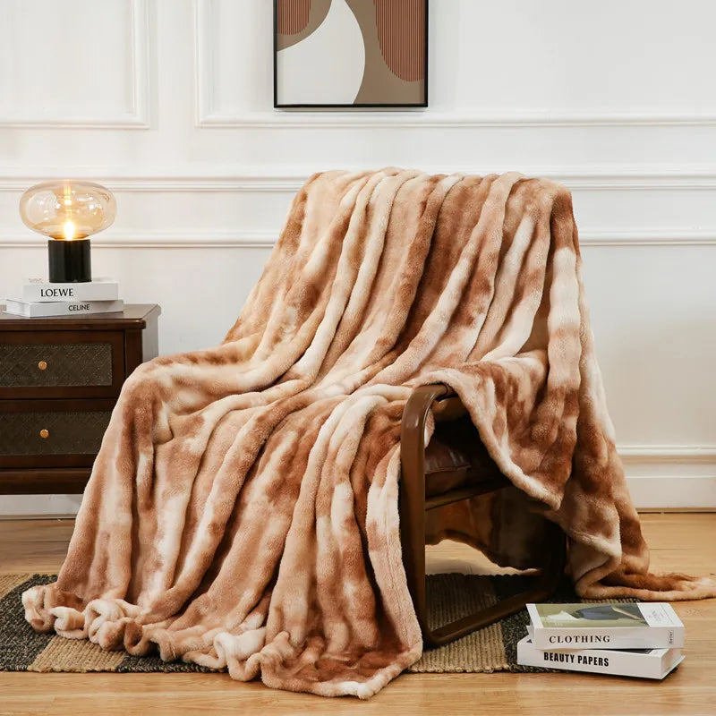 DecorBites™ Fuzzy Faux Fur Blanket - Cozy & Soft Reversible Throw for Sofa and Bed