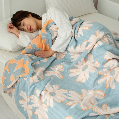DecorBites™ Cotton Gauze Boho Throw Blanket - Cozy Bedspread & Sofa Cover