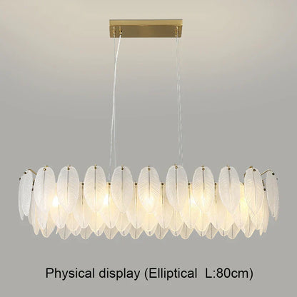 DecorBites™ Gold Feather Chandelier LED Pendant Light for Home Decor