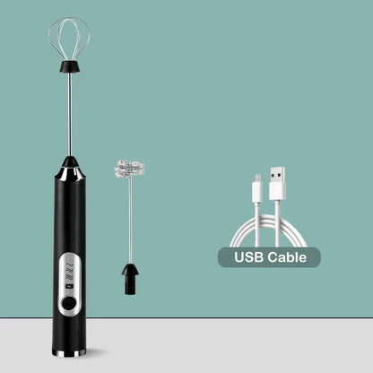DecorBites™ Electric Milk Frother Mixer 3-Speeds Whisk Blender Foamer Egg Beater